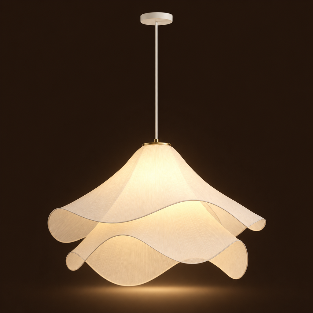 White Petal Pendant Light - Double-Layer Fabric Flower Chandelier for Dining Room & Bedroom