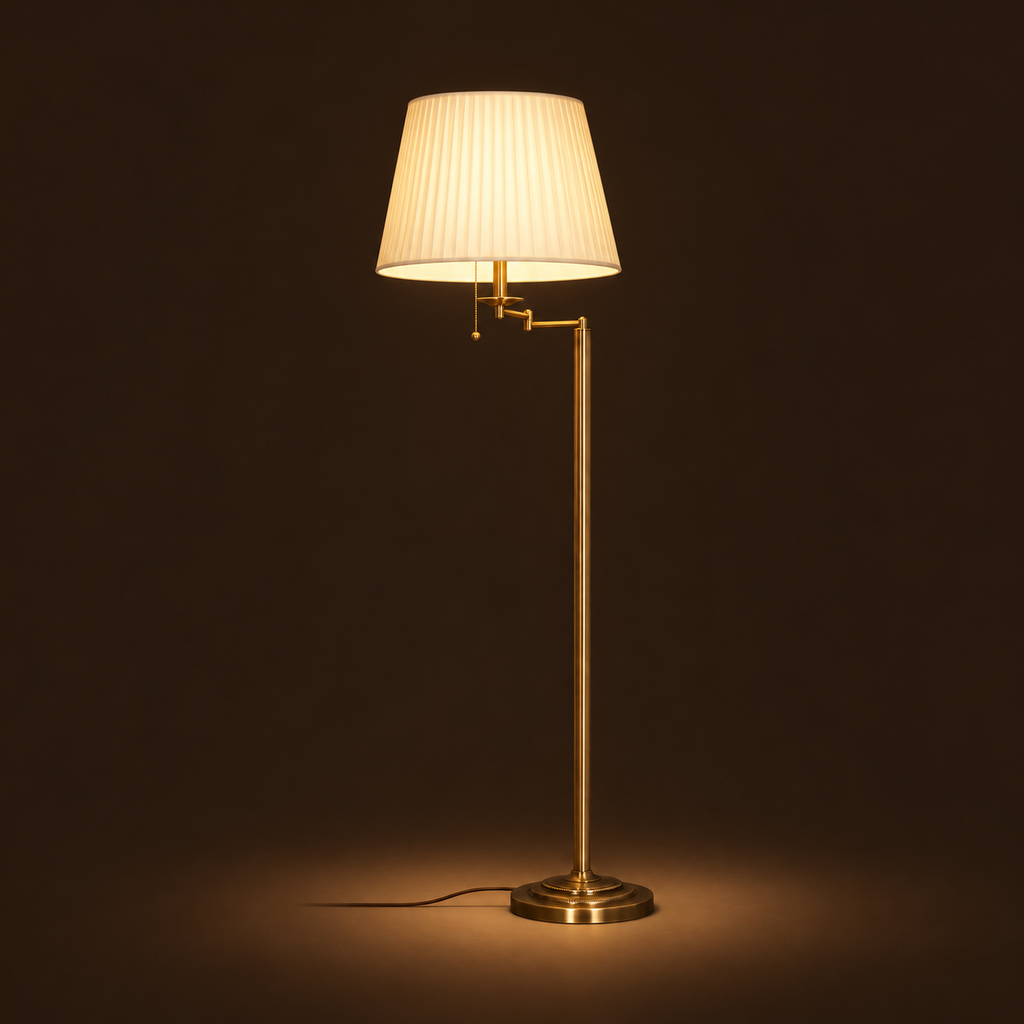Retro Floor Lamp 160cm - Adjustable Fabric Shade Living Room Light