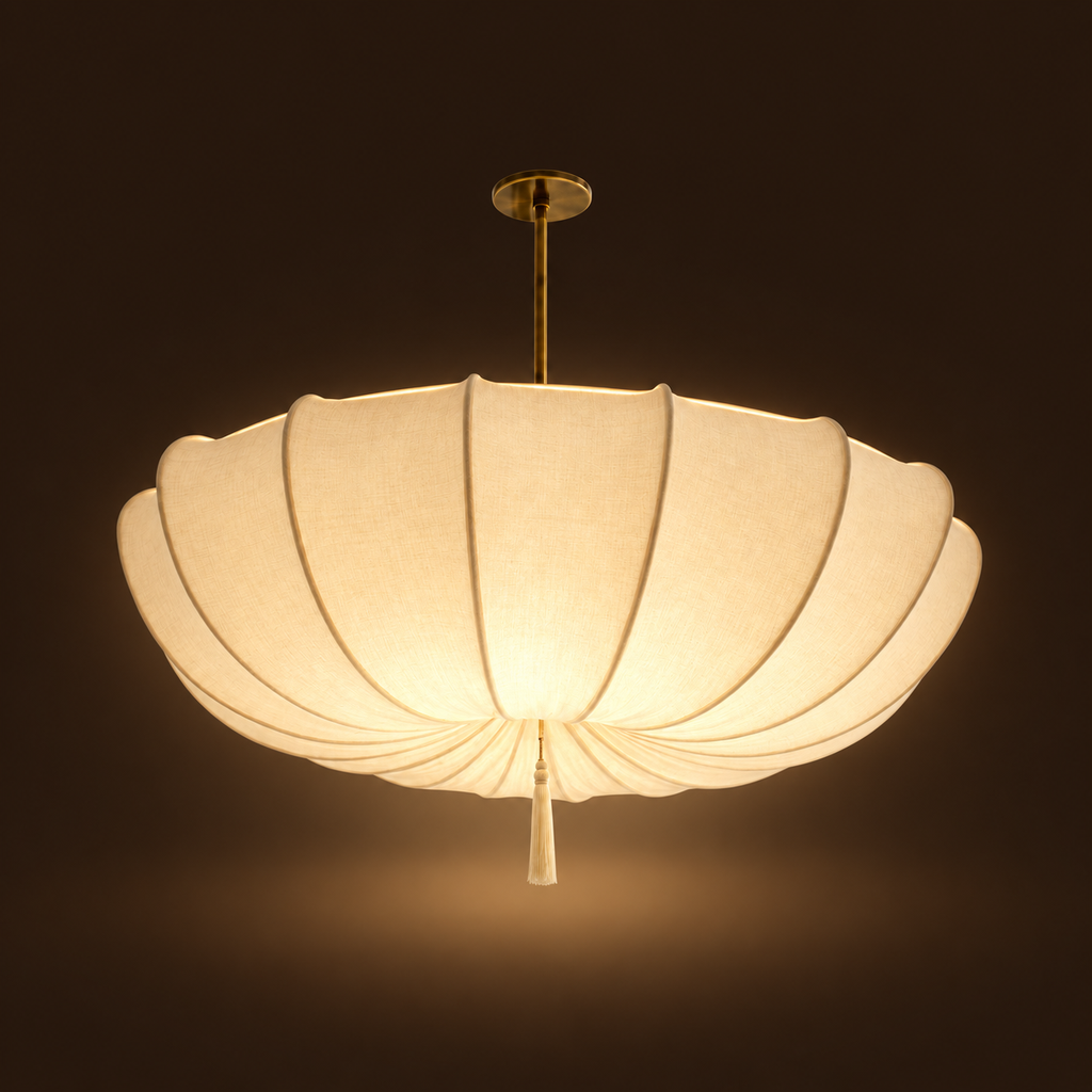 Wabi Sabi Fabric Pendant Light - Handmade Sculptural Chandelier for Dining Room & Restaurant