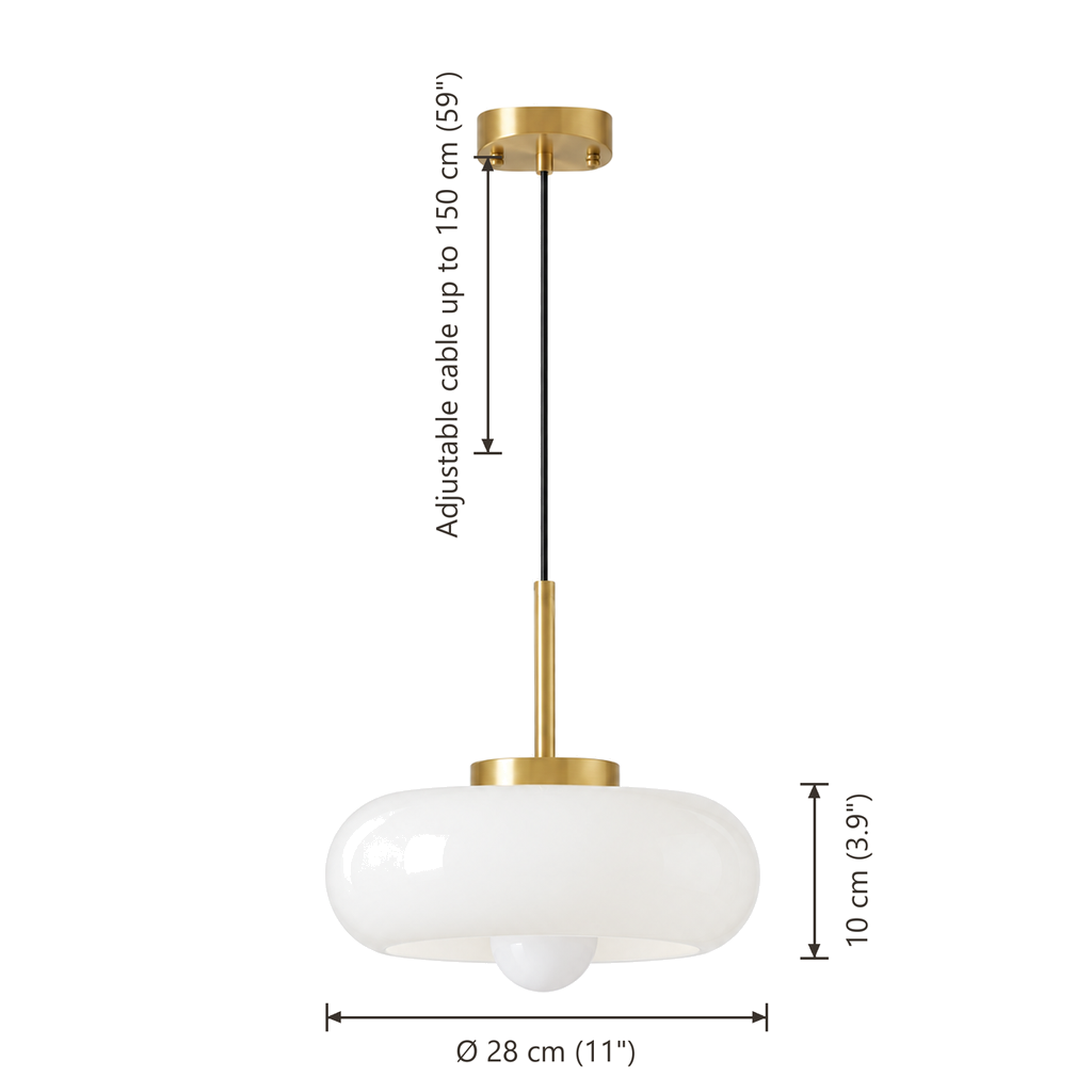 Glass Pendant Light 28cm - Retro Kitchen Island & Dining Light