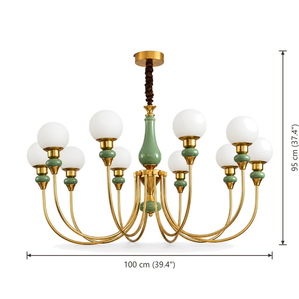 8-Light Globe Chandelier 100cm - Gold Remote Dimmable Dining Room Light
