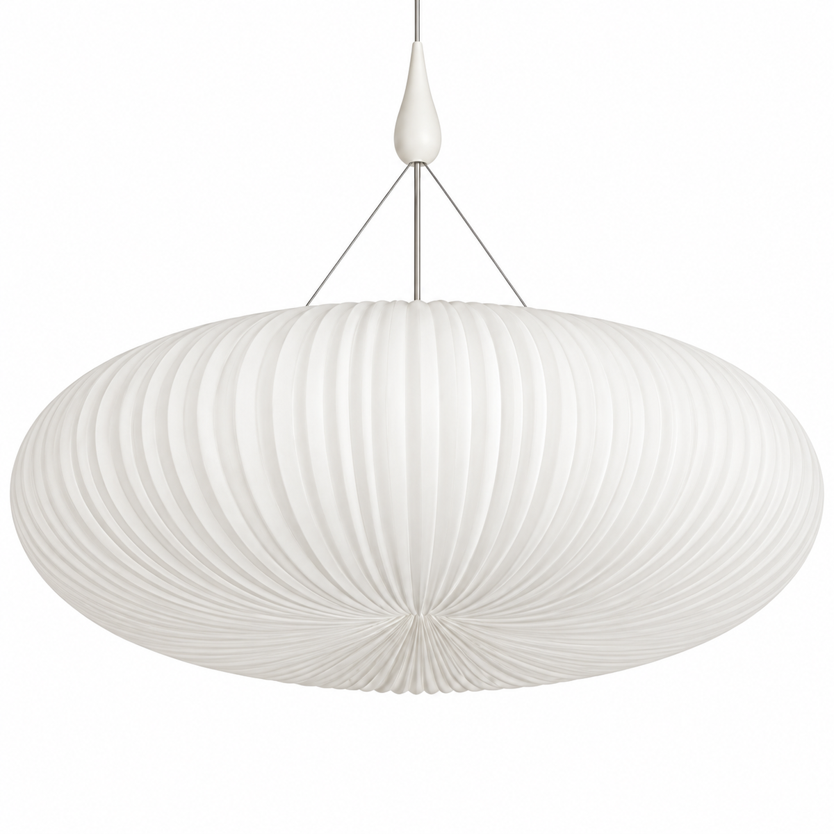 Pleated Acrylic Pendant Light | White Dome Shade, 45 cm, Corded Ceiling Fixture