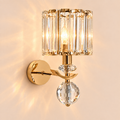 Crystal Wall Sconce 41cm - Gold Straight Rod Bedside Light
