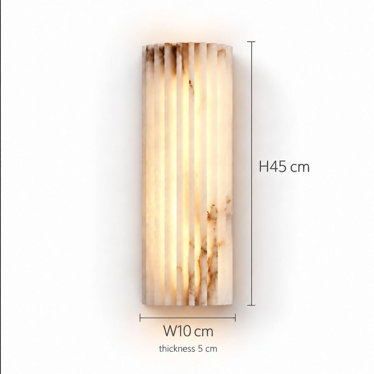 Fluted Alabaster Wall Light | Natural Stone Column, LED Included, 30 or 45 cm Tall