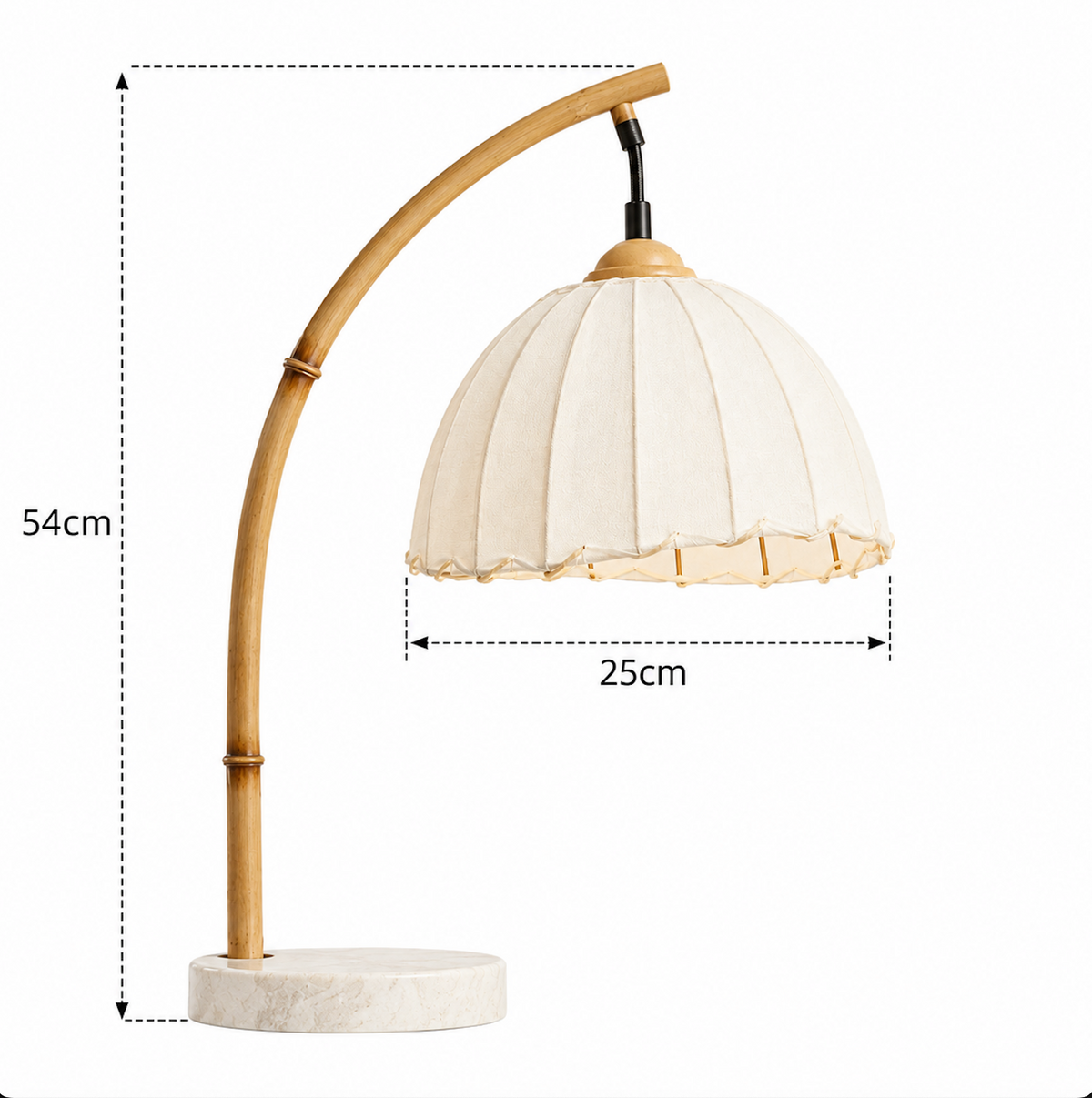 Japanese Lantern Table Lamp 54cm - Marble Base Vintage Bedside Light