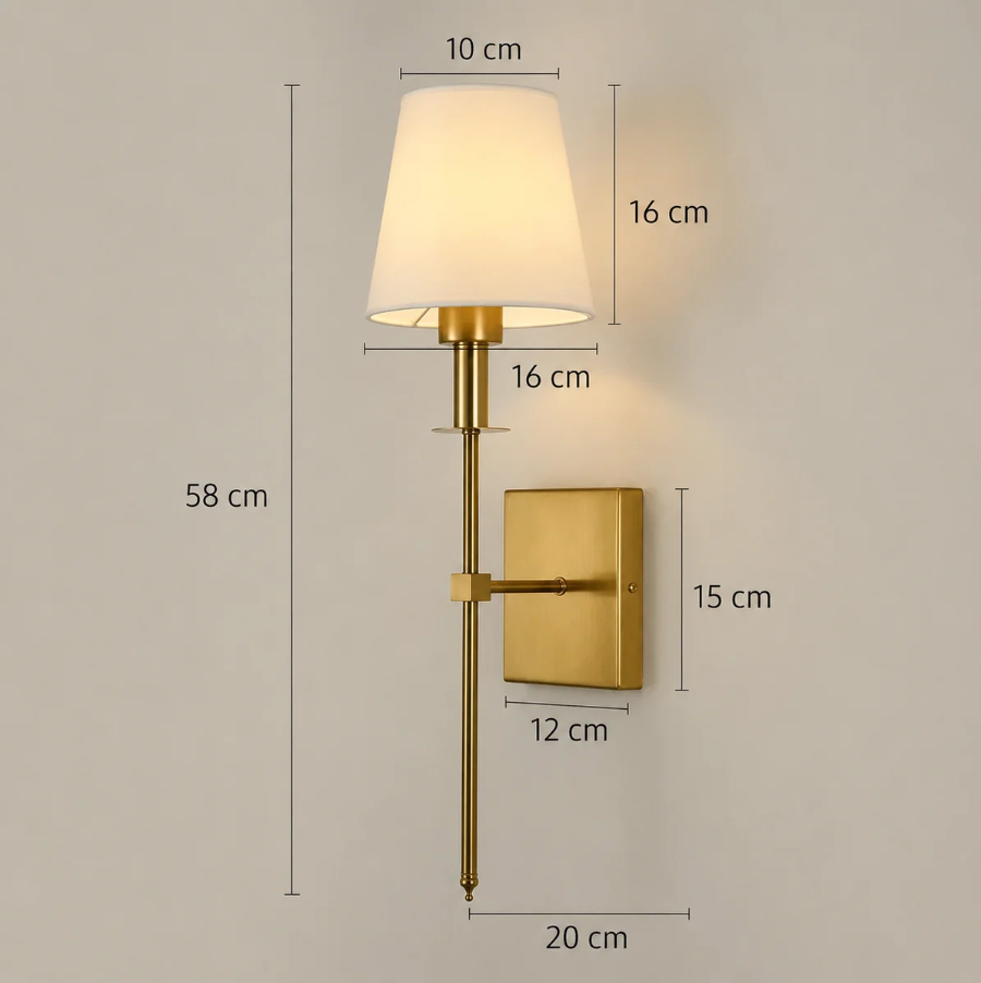 Fabric Wall Light 54cm - Classic Rod Bedside Sconce