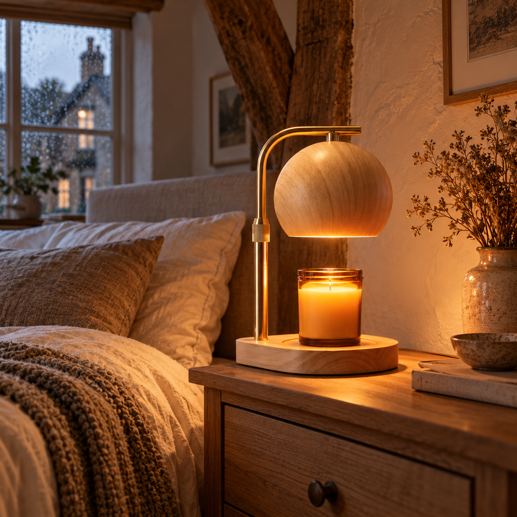 Candle Warmer Lamp | Adjustable Height, Wood or Walnut Base, Dimmable Flameless