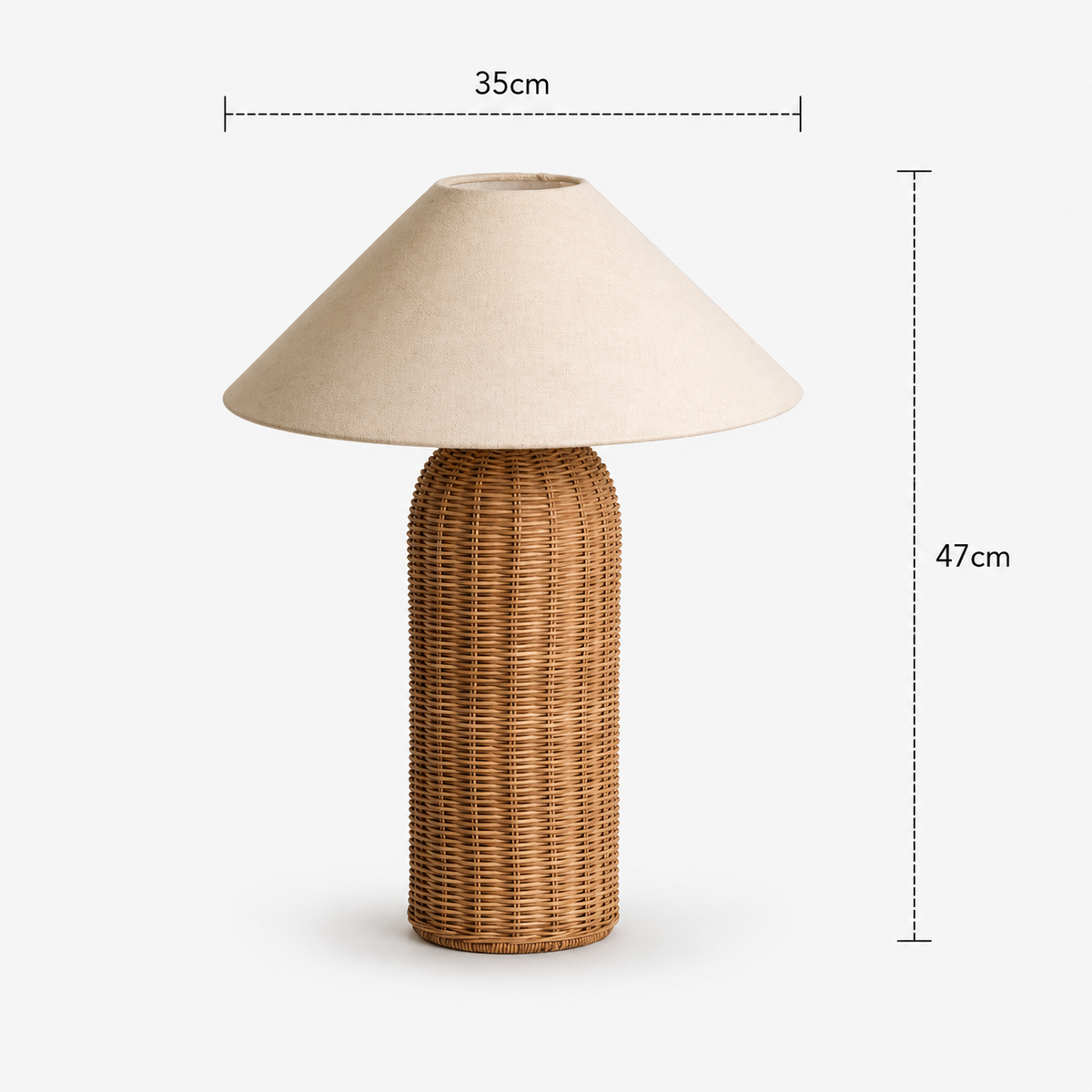 Rattan Table Lamp - Wabi-Sabi Cylindrical Bedside Lamp