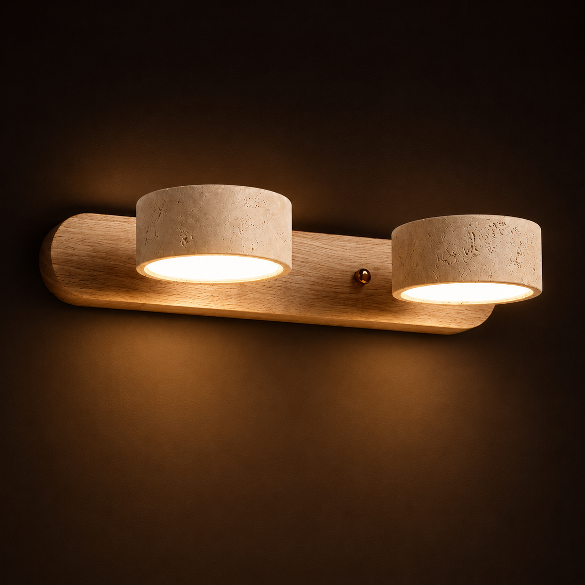 Wabi-Sabi Wall Light - Round Wood LED Bathroom Sconce