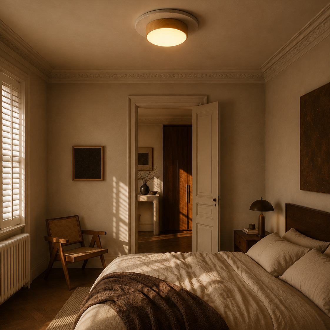 Travertine Stone Ceiling Light - Semi-Flush Japandi Light