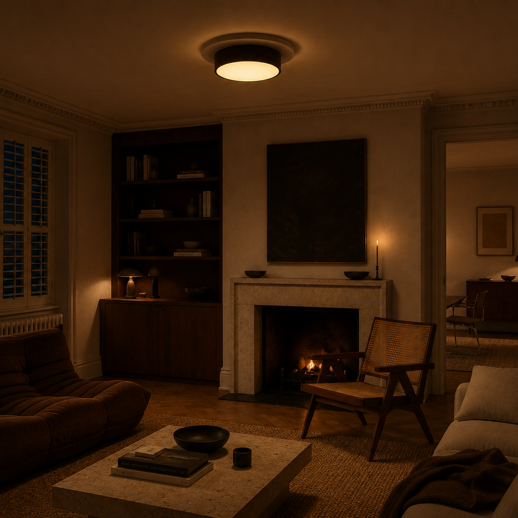Travertine Stone Ceiling Light - Semi-Flush Japandi Light
