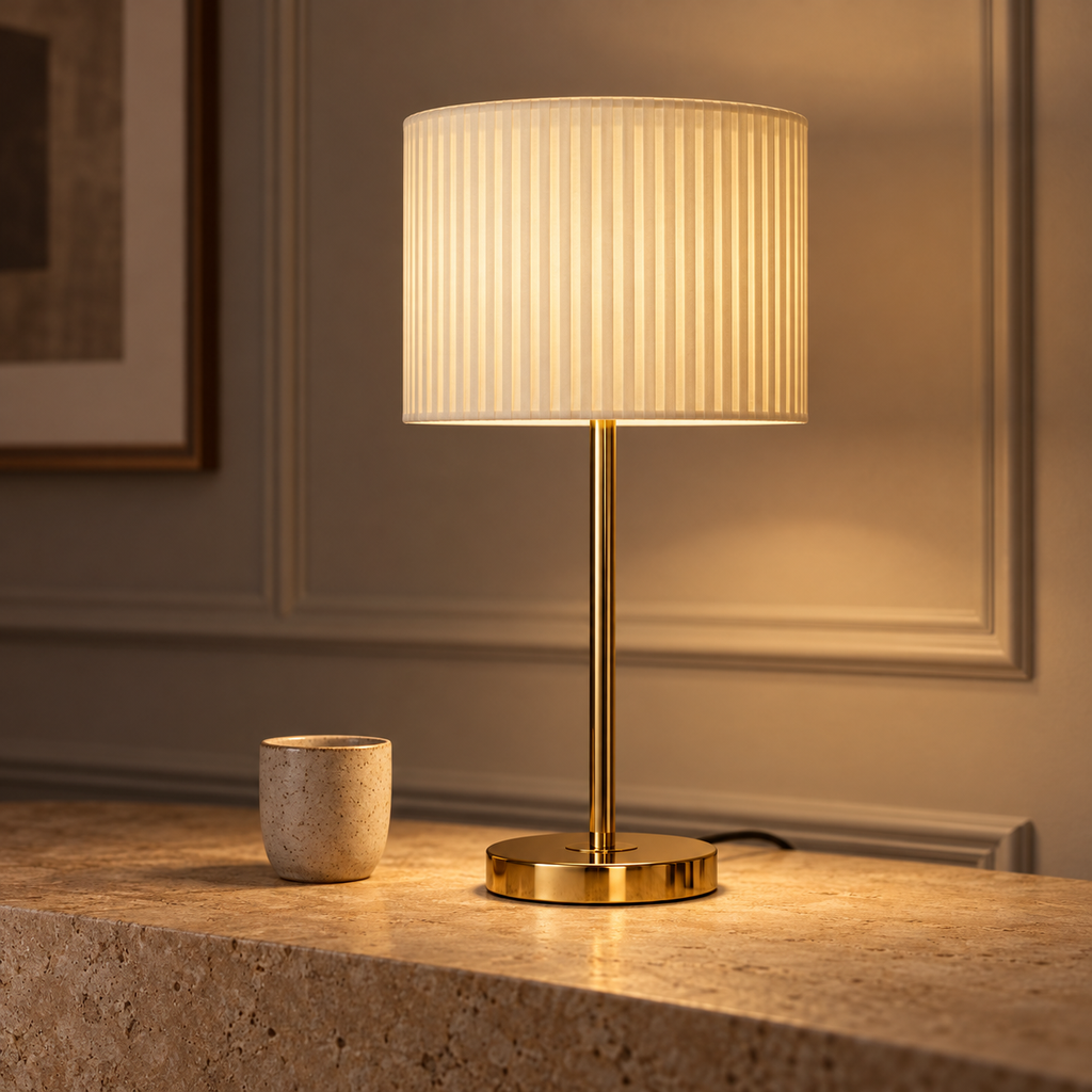 French Fabric Table Lamp - Modern Remote Dimmable Bedside Desk Light