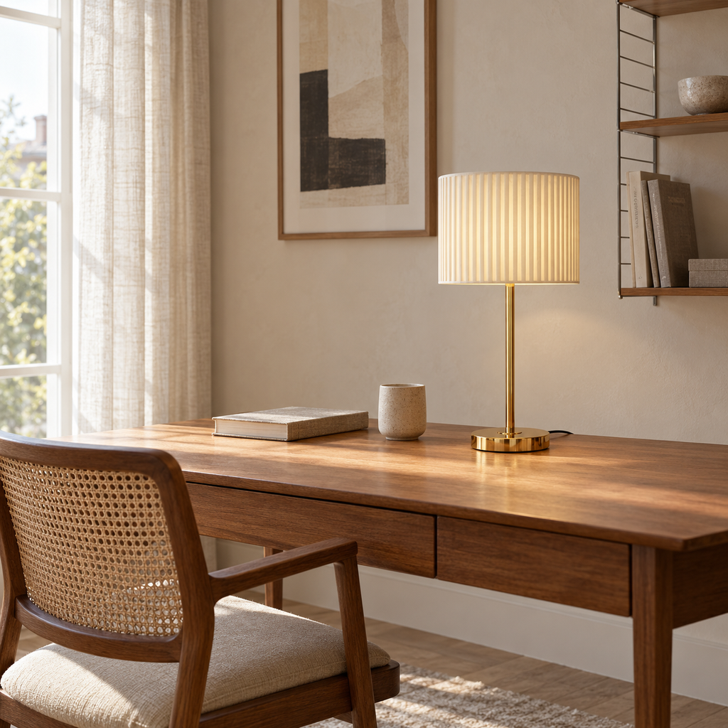 French Fabric Table Lamp - Modern Remote Dimmable Bedside Desk Light