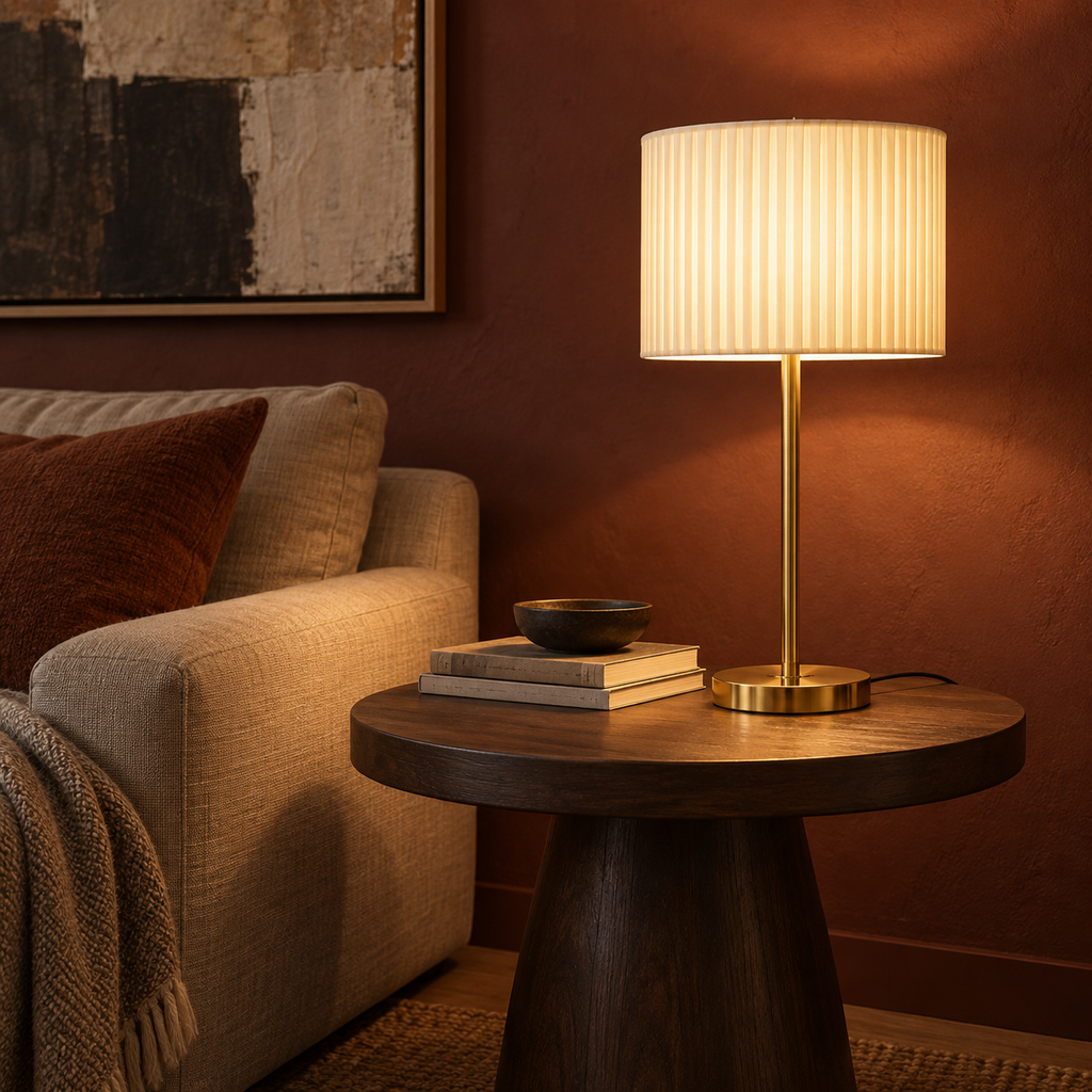 French Fabric Table Lamp - Modern Remote Dimmable Bedside Desk Light