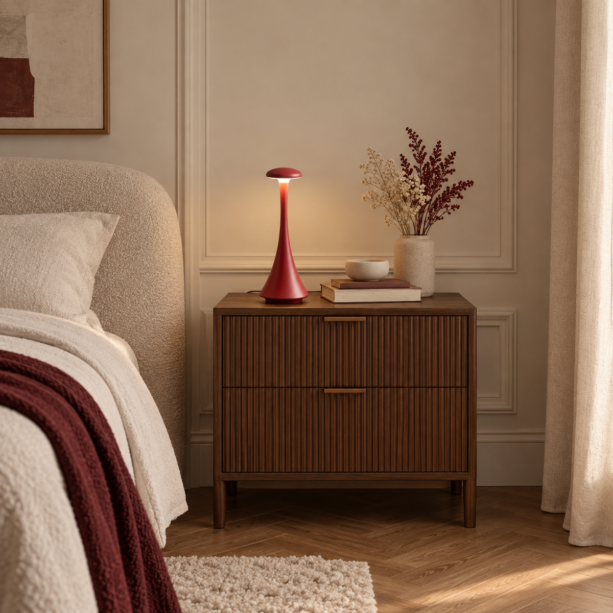 Acrylic Mushroom Table Lamp 26.5cm - Rechargeable Touch Bedside Light
