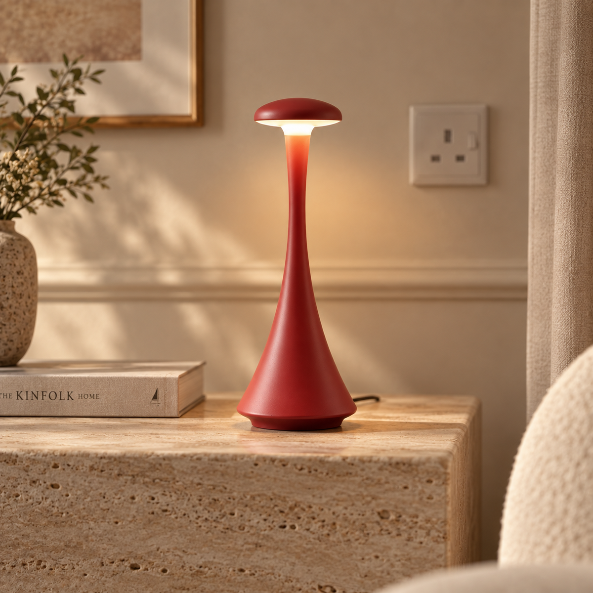 Acrylic Mushroom Table Lamp 26.5cm - Rechargeable Touch Bedside Light