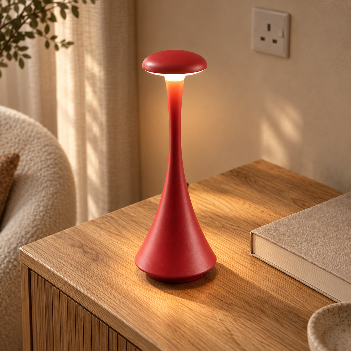 Acrylic Mushroom Table Lamp 26.5cm - Rechargeable Touch Bedside Light
