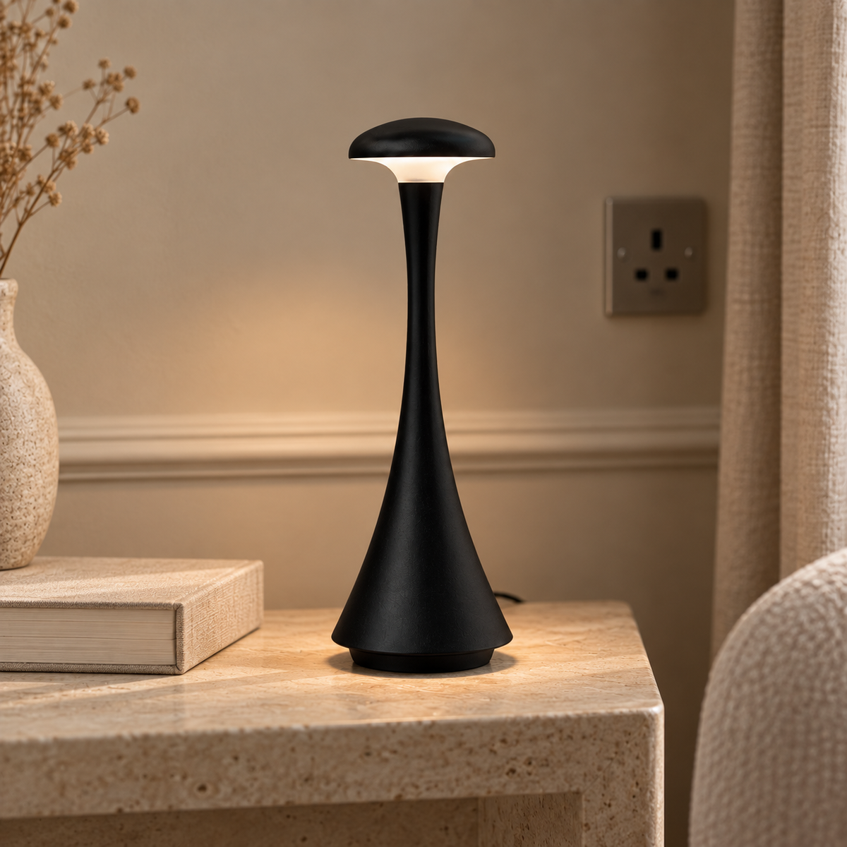 Acrylic Mushroom Table Lamp 26.5cm - Rechargeable Touch Bedside Light