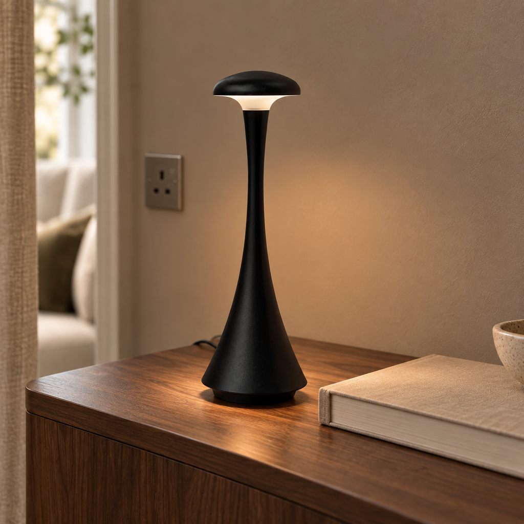 Acrylic Mushroom Table Lamp 26.5cm - Rechargeable Touch Bedside Light