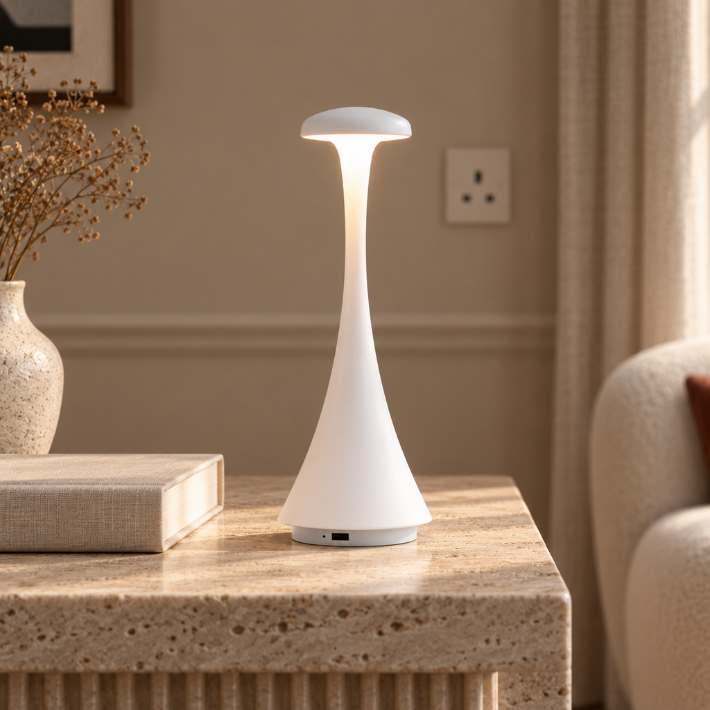 Acrylic Mushroom Table Lamp 26.5cm - Rechargeable Touch Bedside Light