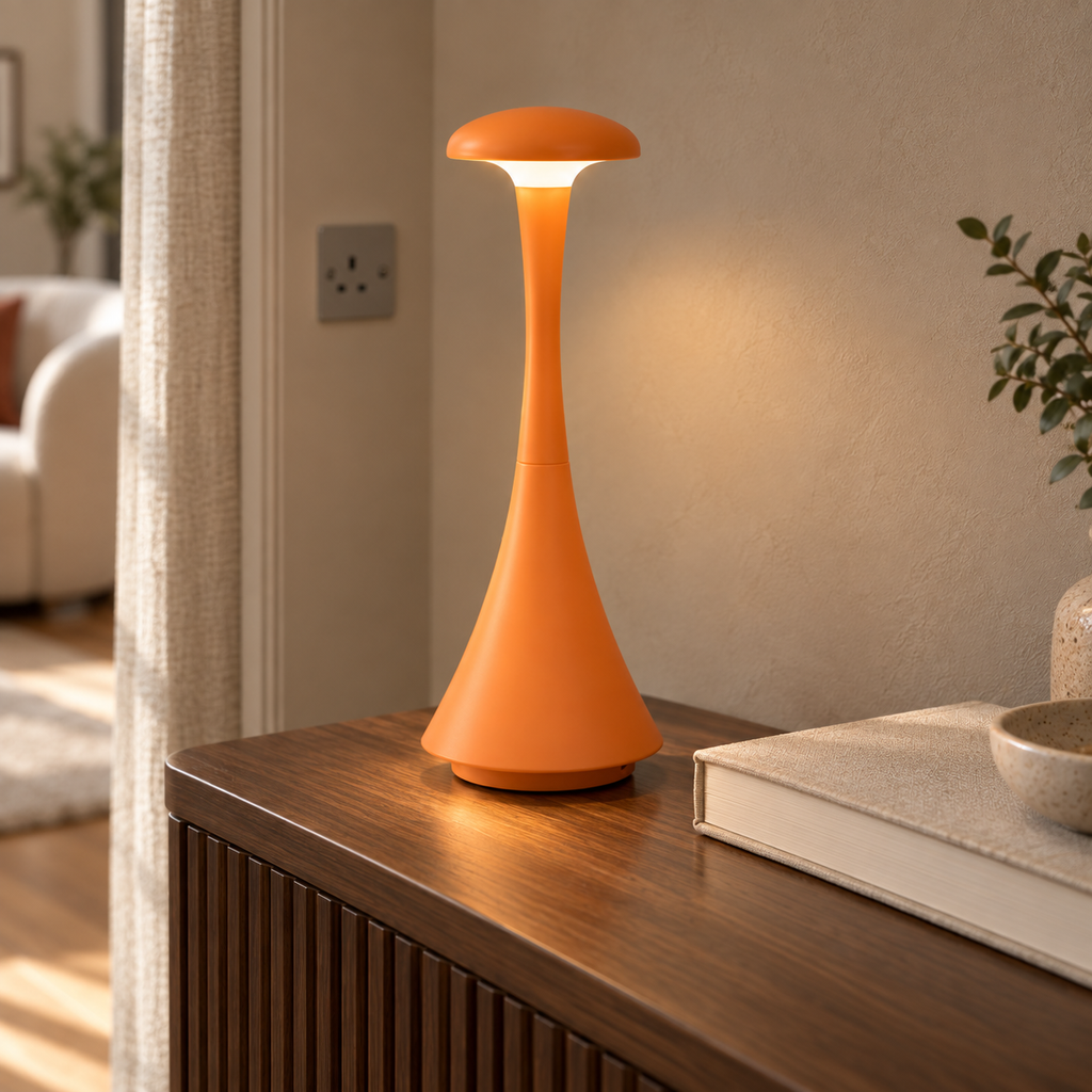 Acrylic Mushroom Table Lamp 26.5cm - Rechargeable Touch Bedside Light