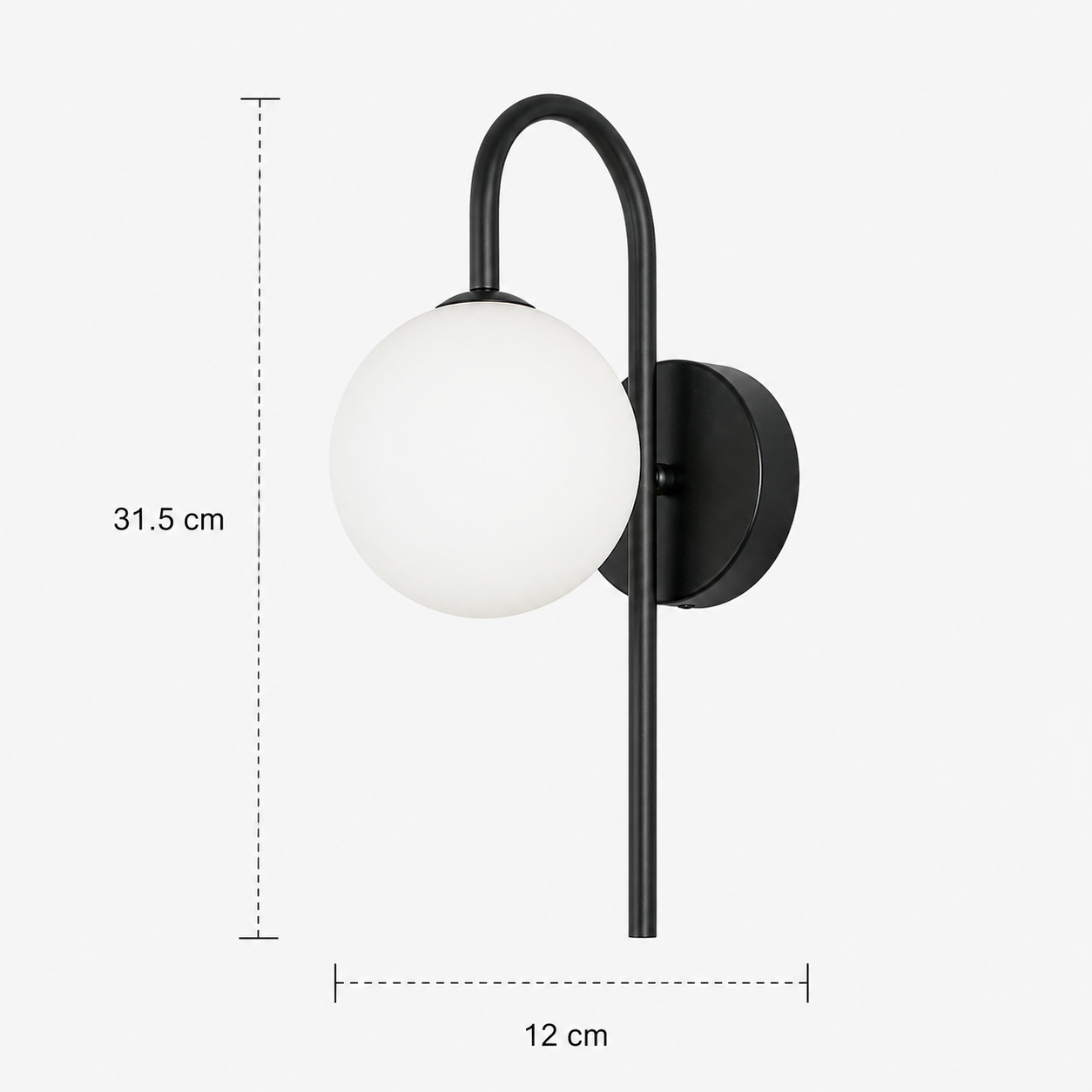 Gooseneck Wall Light - Arc Glass Globe Sconce