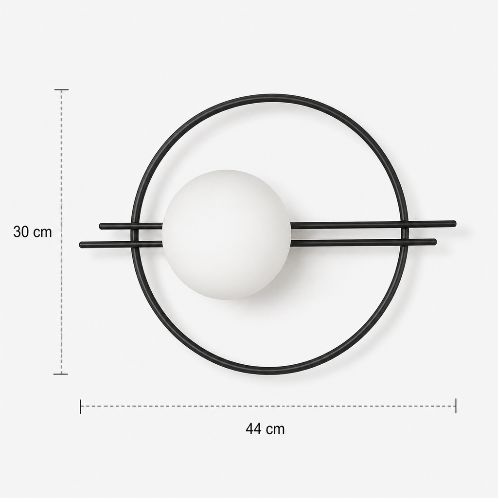 Circle Wall Light - Glass Globe and Twin Rails Sconce