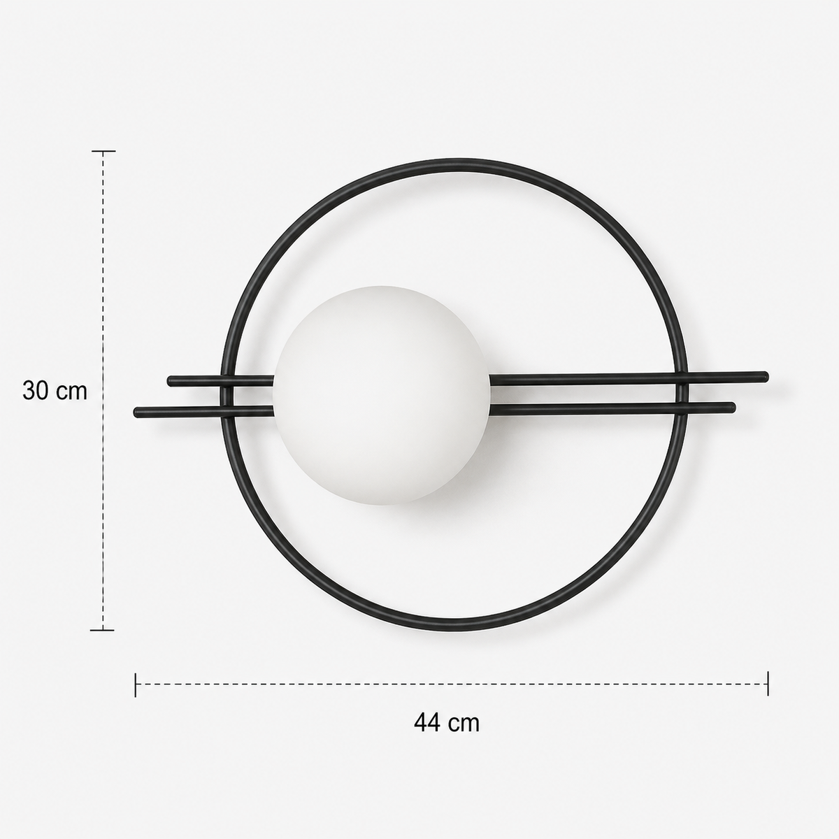 Circle Wall Light - Glass Globe and Twin Rails Sconce
