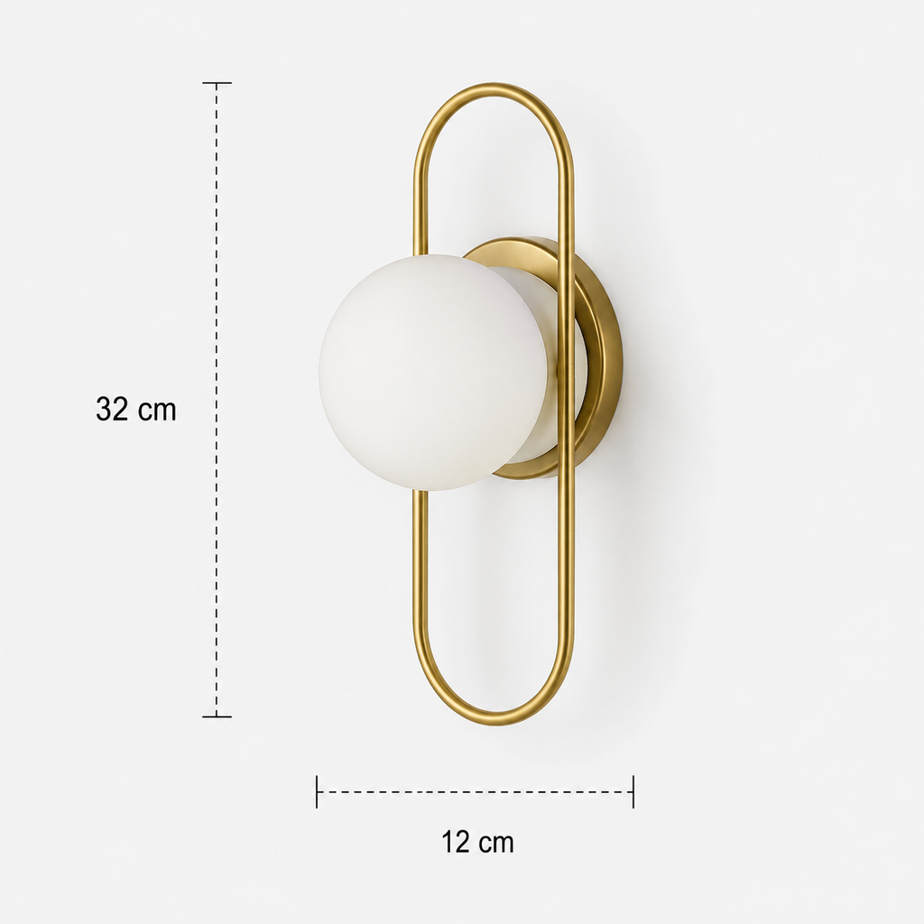 Oval Loop Wall Light - Gold Glass Globe Sconce