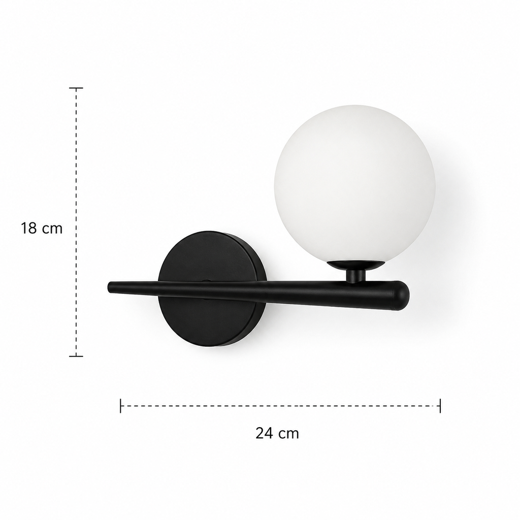 Brass Arm Wall Light -  Minimalist Glass Globe Sconce