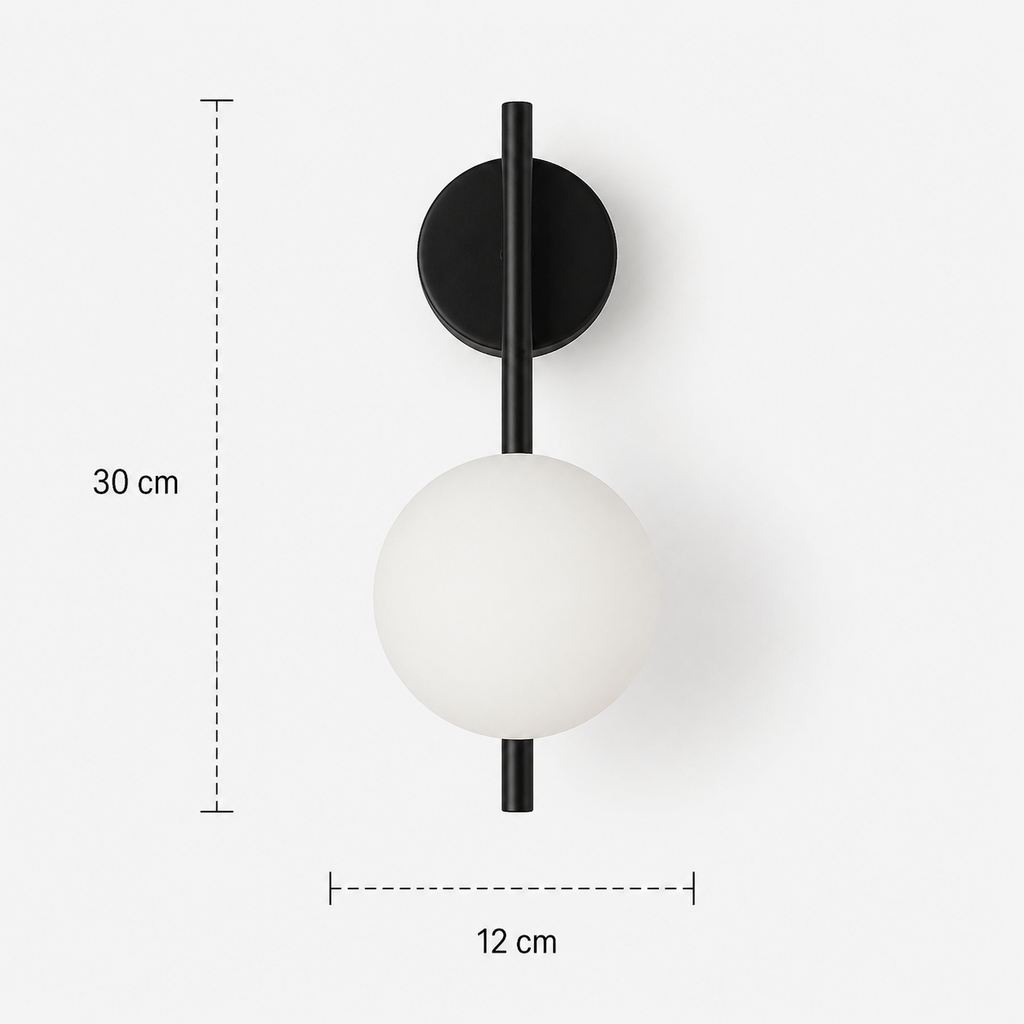 Stem Wall Light - Vertical Glass Globe Sconce