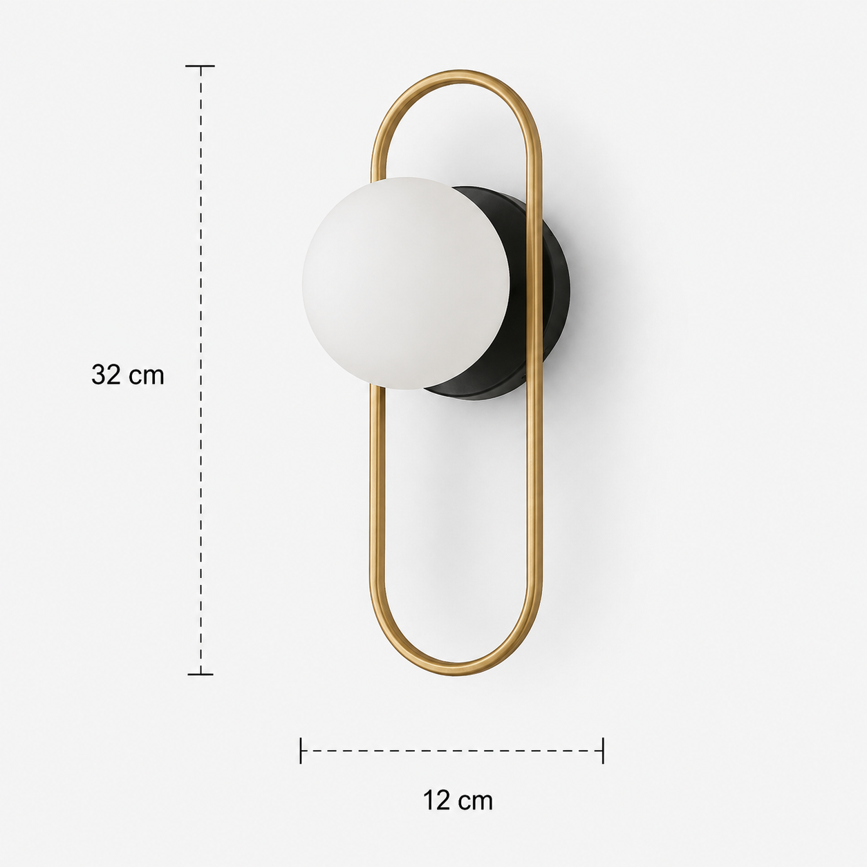 Oval Loop Wall Light - Gold Glass Globe Sconce