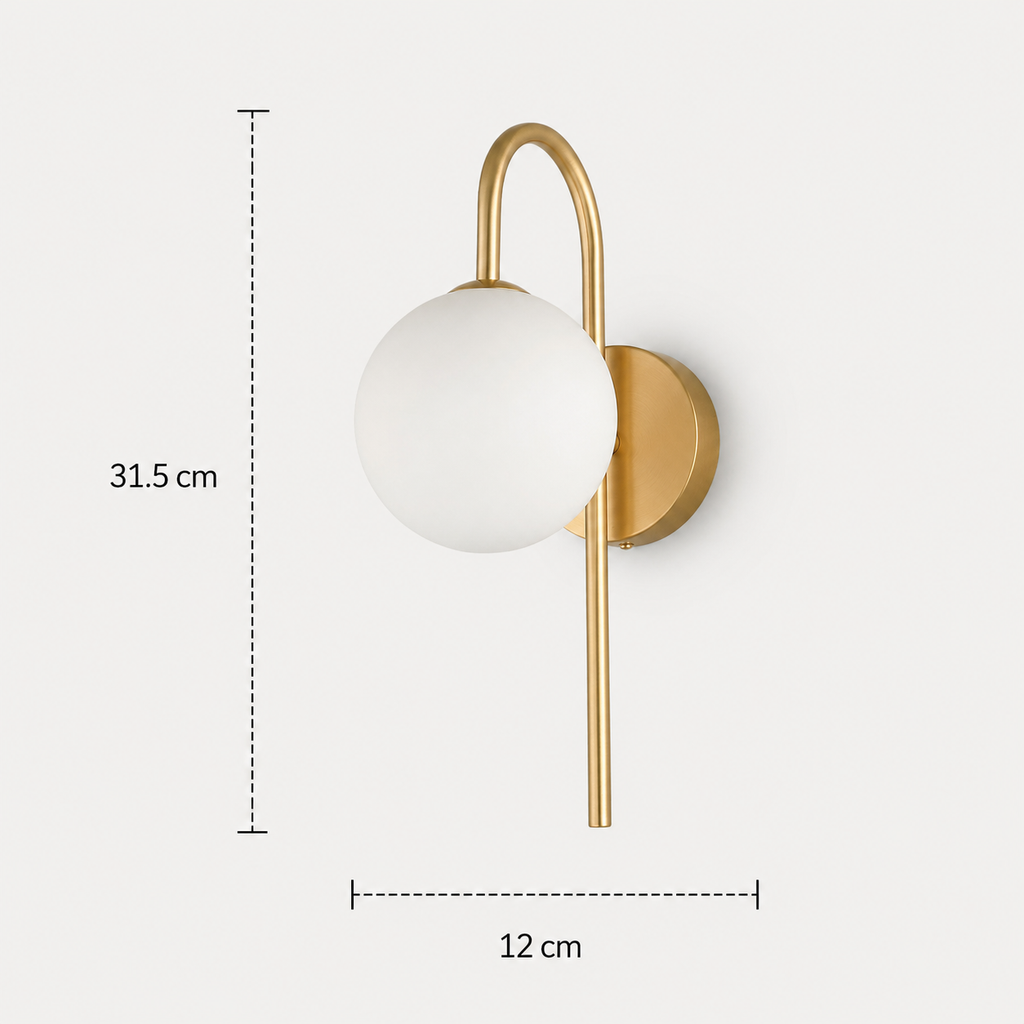 Gooseneck Wall Light - Arc Glass Globe Sconce