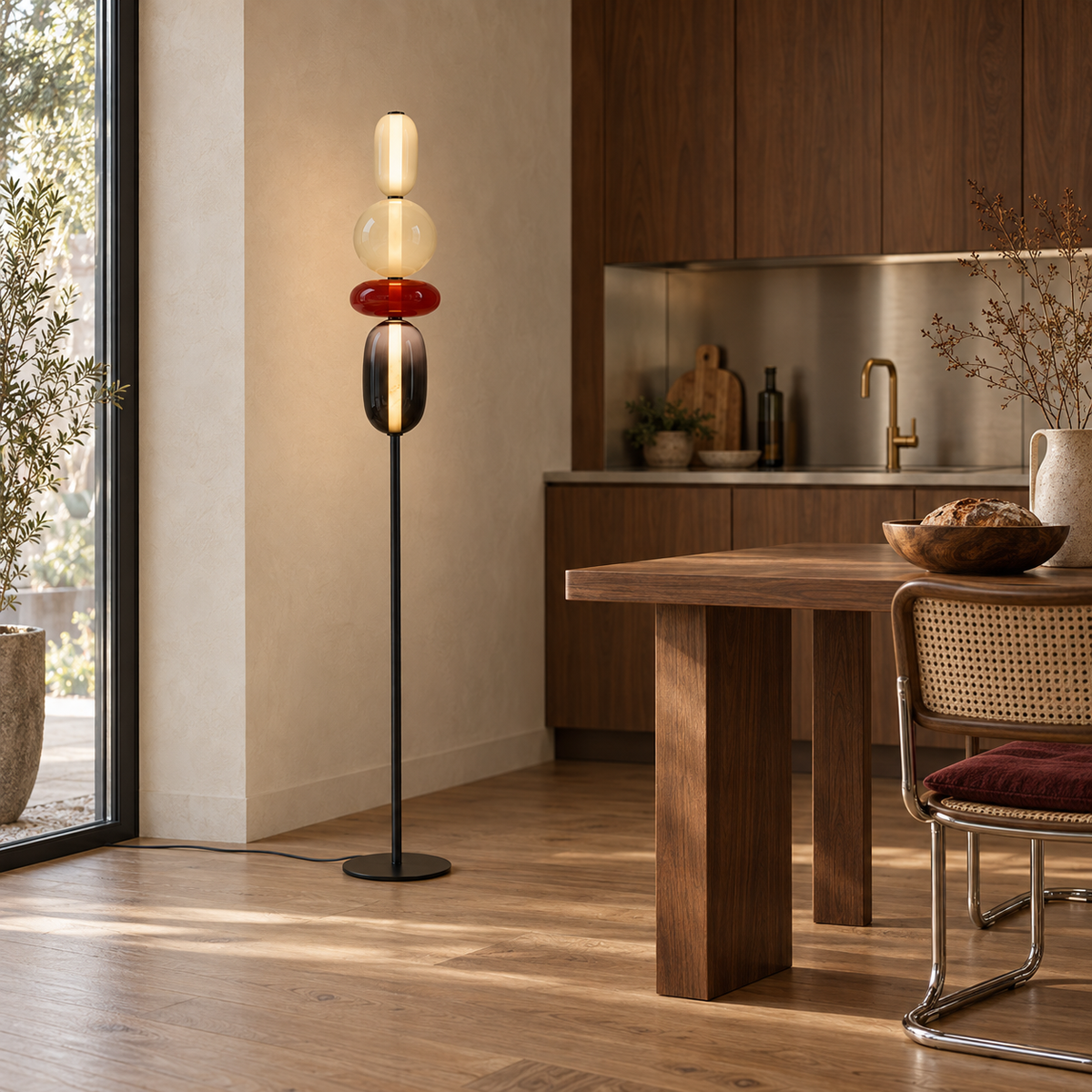 Stacked Glass Totem Floor Lamp | 4 Shades, 130/160 cm, Dimmable Standing Light