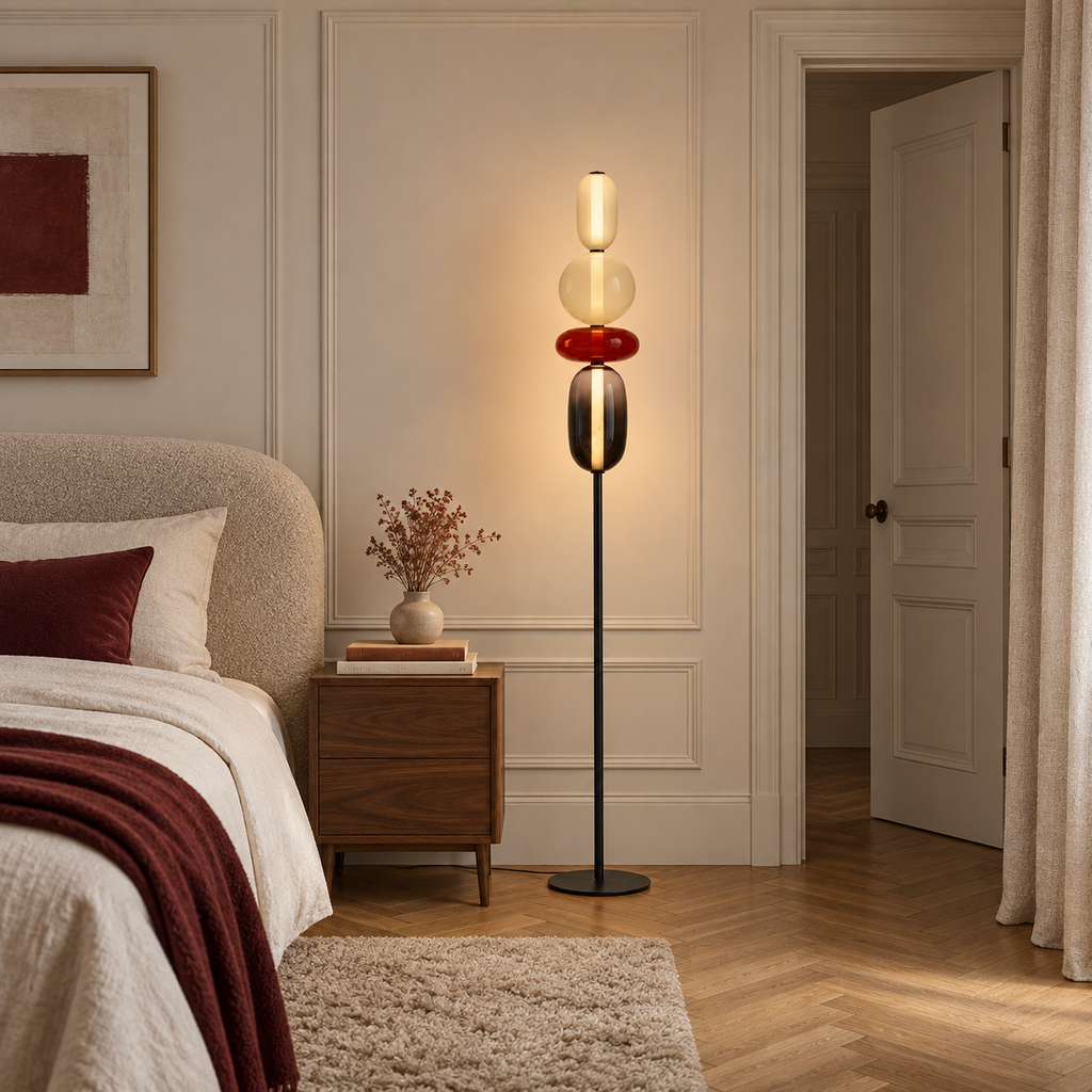 Stacked Glass Totem Floor Lamp | 4 Shades, 130/160 cm, Dimmable Standing Light