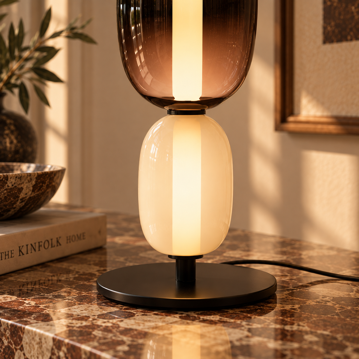 Stacked Glass Totem Table Lamp | 4 Coloured Shades, 66 cm, Console & Sideboard
