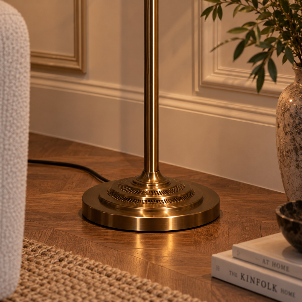 Retro Floor Lamp 160cm - Adjustable Fabric Shade Living Room Light