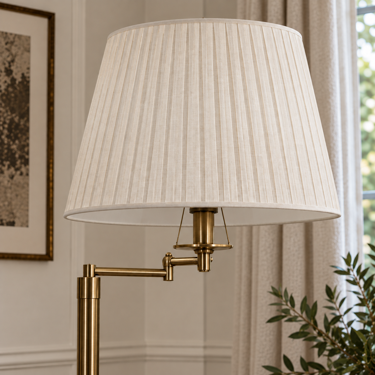 Retro Floor Lamp 160cm - Adjustable Fabric Shade Living Room Light