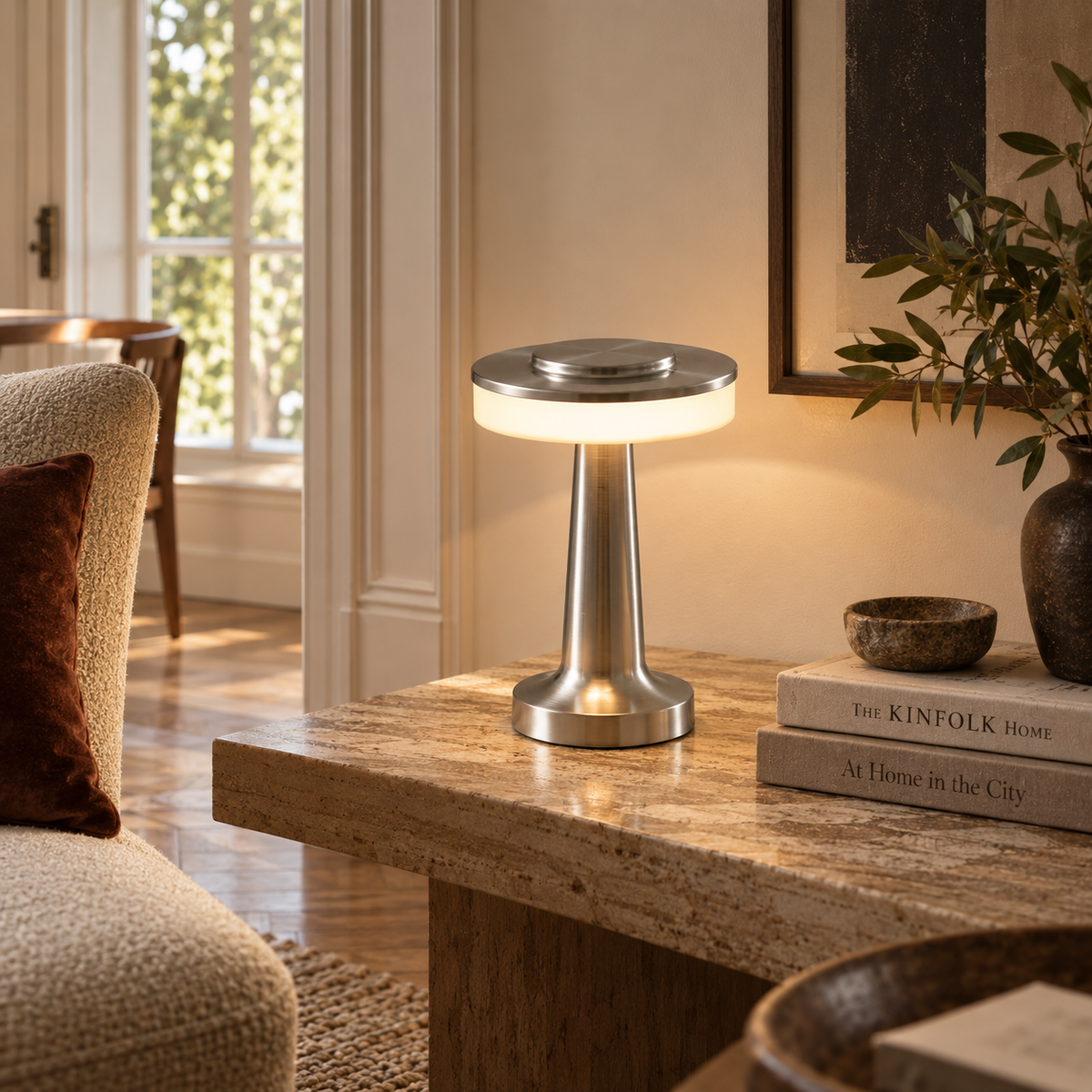 Rechargeable Bar Table Lamp - Cordless Touch Dimmable Restaurant Light