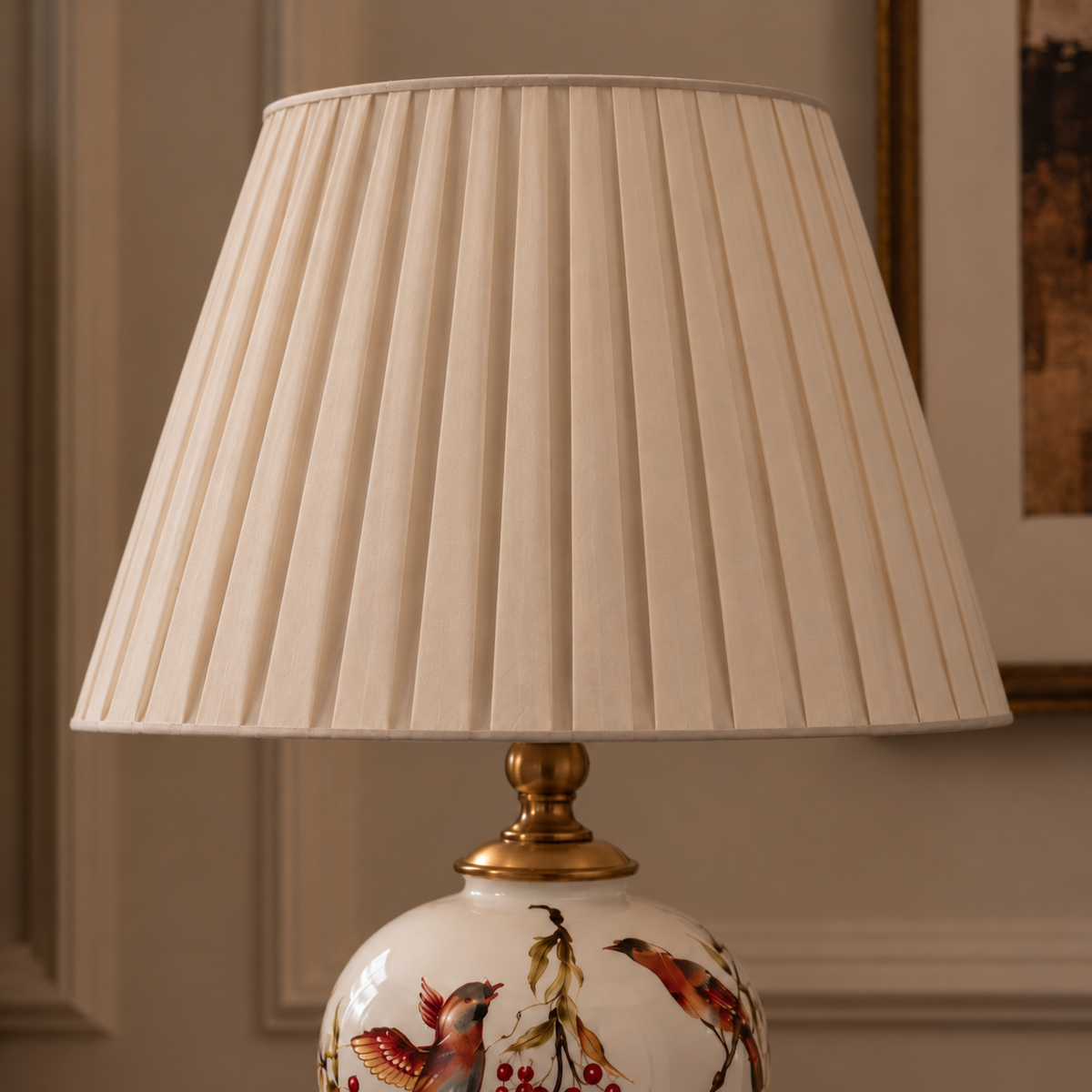 Blue & White Porcelain Table Lamp 53cm - Hand-Painted Bedside Light