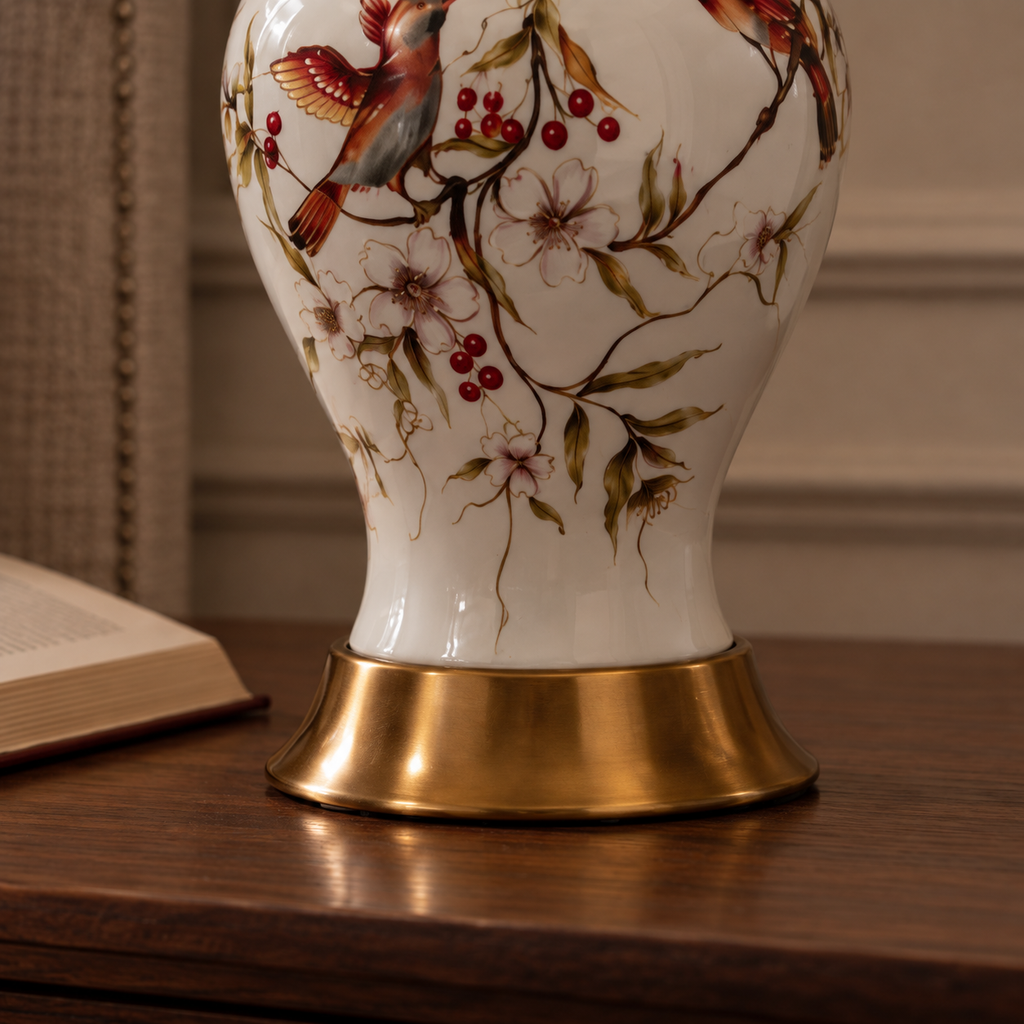 Blue & White Porcelain Table Lamp 53cm - Hand-Painted Bedside Light