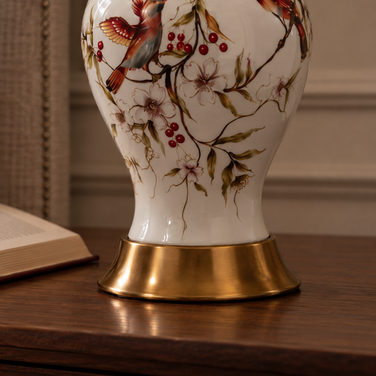 Blue & White Porcelain Table Lamp 53cm - Hand-Painted Bedside Light