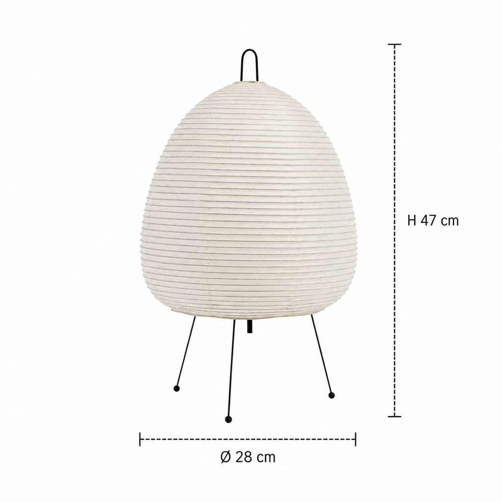 Rice Paper Table Lamp - Japanese Akari Tripod Lamp