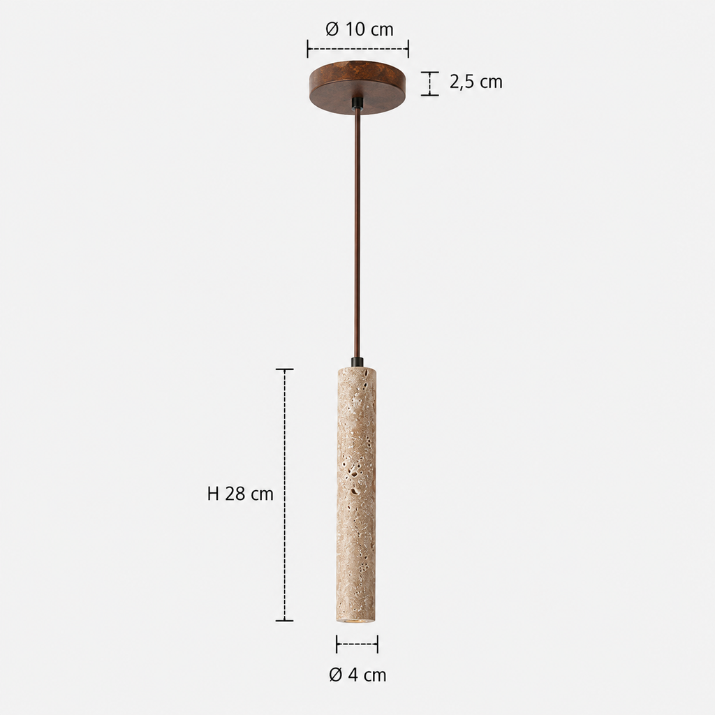Travertine Pendant Light - Natural Stone Bedside Light