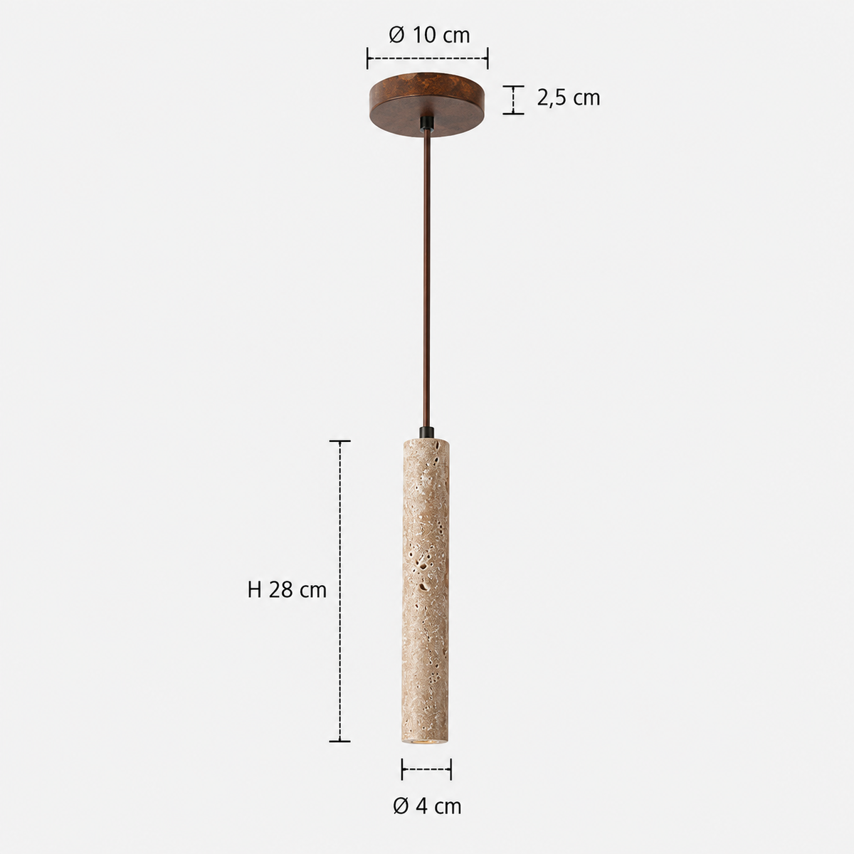 Travertine Pendant Light - Natural Stone Bedside Light