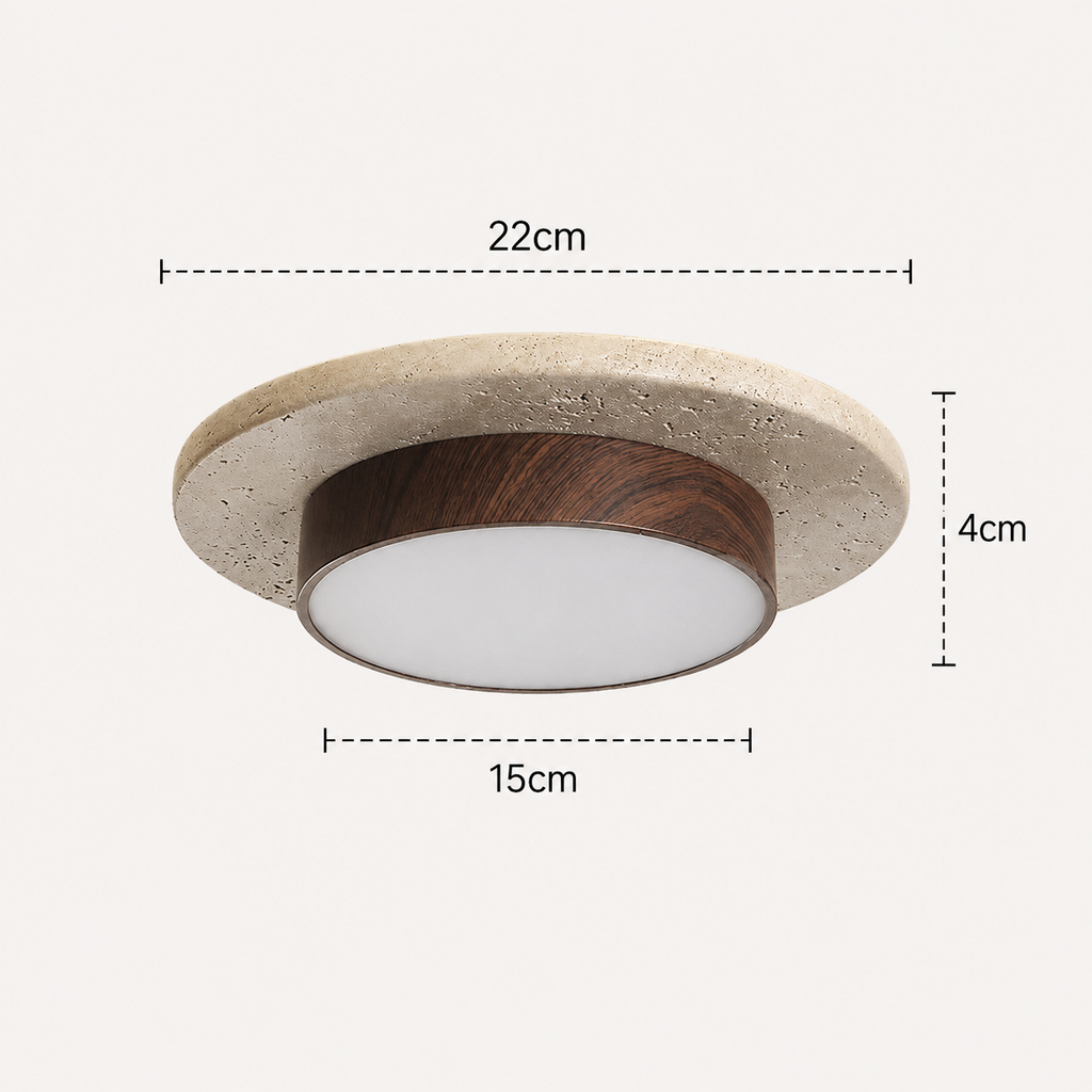 Travertine Stone Ceiling Light - Semi-Flush Japandi Light