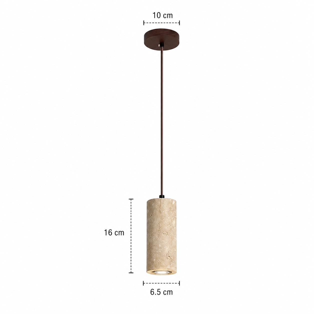 Travertine Pendant Light - Natural Stone Bedside Light