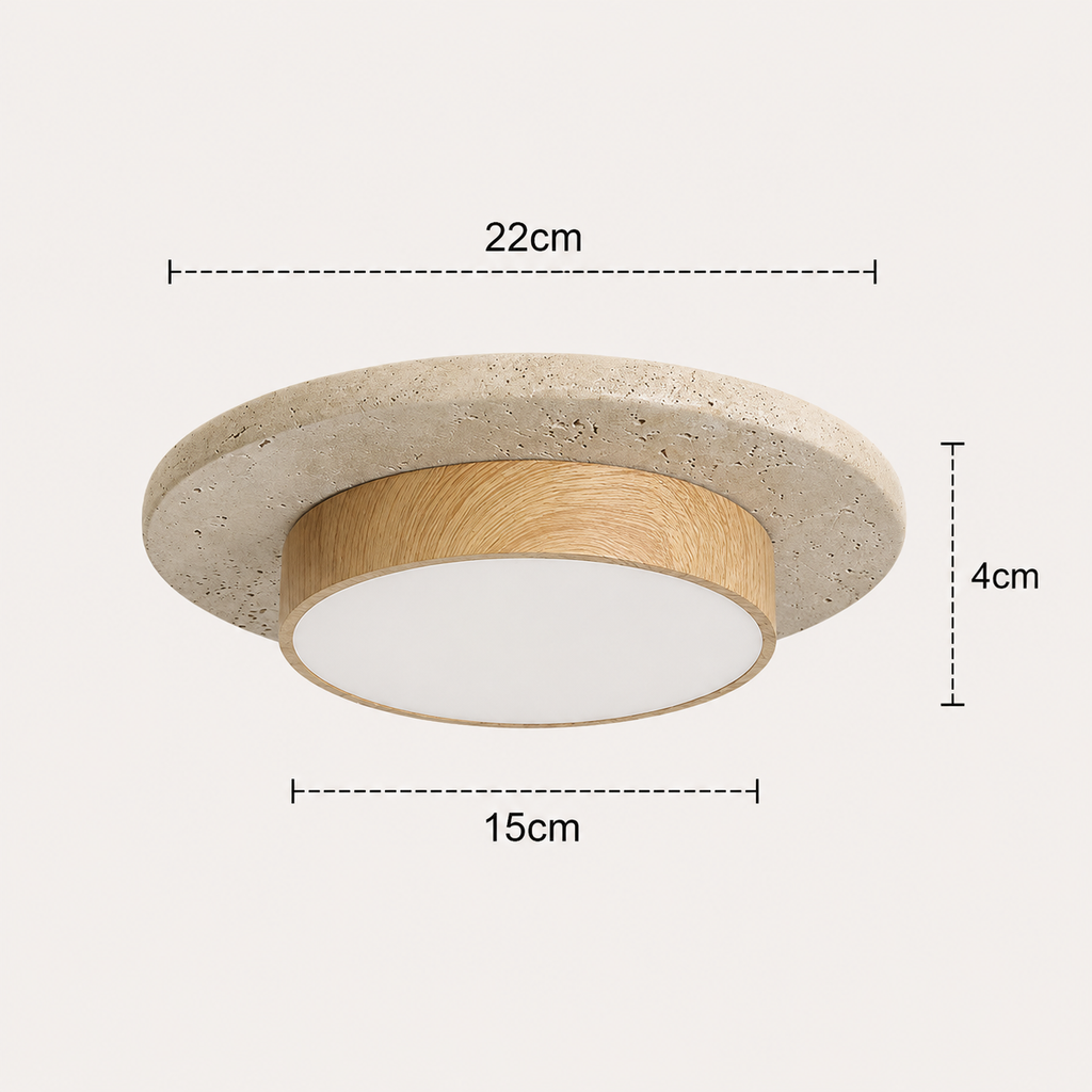 Travertine Stone Ceiling Light - Semi-Flush Japandi Light