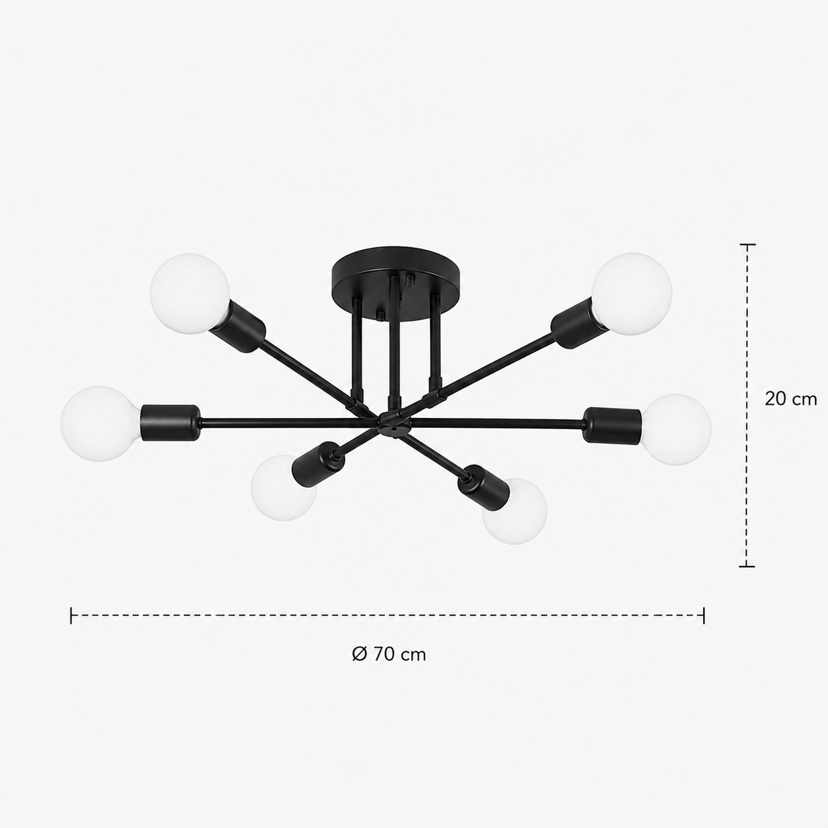Sputnik Chandelier - Modern Semi-Flush Brushed Ceiling Light