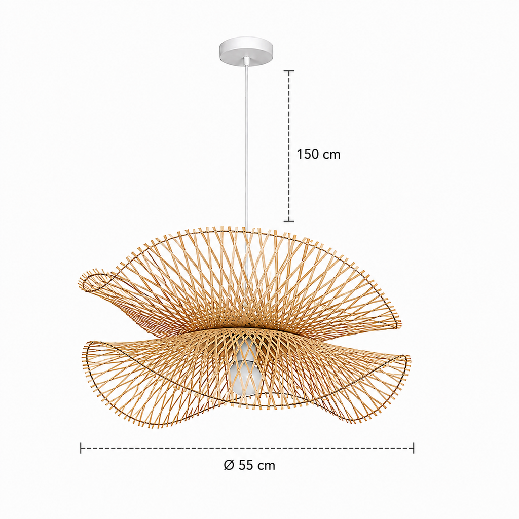 Woven Bamboo & Wood Chandelier - Rattan E27 Pendant